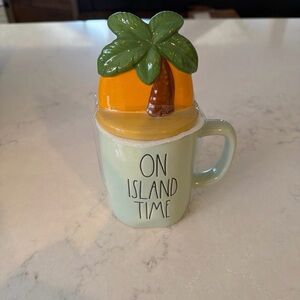 Rae Dunn Green Mug with Palm Tree Lid—On Island Time